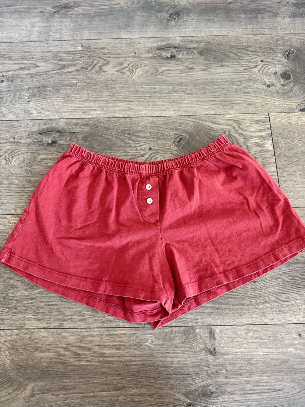 Brandy Melville Red Elastic-Waist Knit Shorts